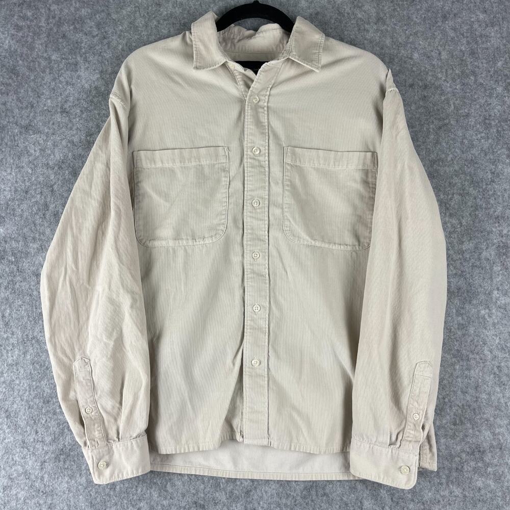 Vintage Abercrombie‎ Fitch Corduroy Shirt Mens Medium Ivory Button Up 90s Y2k